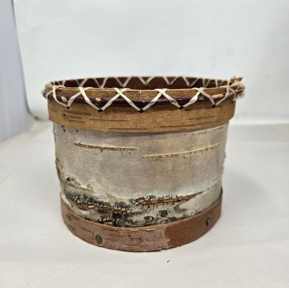 Handmade Birchbark Basket Primitive Look Stitched Laced Together Natural Nature - Picture 3 of 12